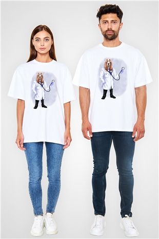 Doktor Beyaz Oversize Tişört Oversize T-shirt - TişörtFabrikası