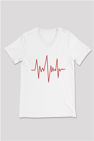 Doktor Beyaz Unisex V Yaka Tişört T-Shirt