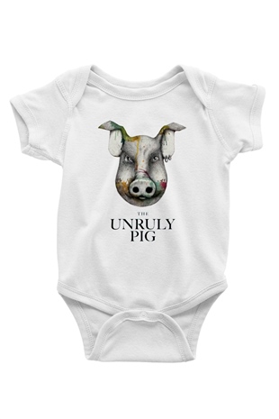 Domuz Baskılı Beyaz Unisex Bebek Body - Zıbın
