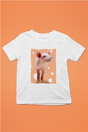 Domuz Beyaz Unisex Çocuk Tişört