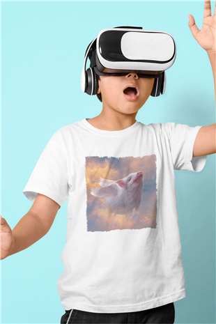Domuz Beyaz Unisex Çocuk Tişört