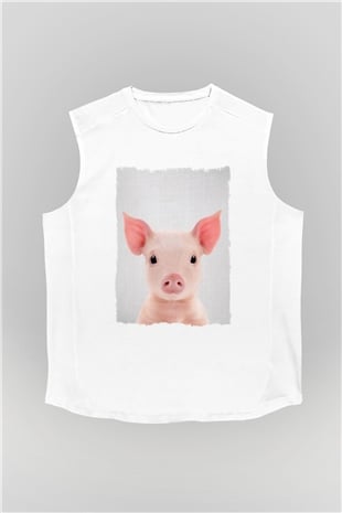 Domuz Beyaz Unisex Kolsuz Tişört