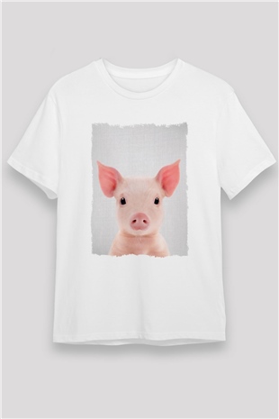 Pig White Unisex  T-Shirt