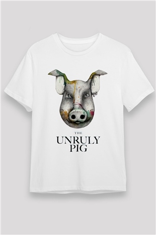 Domuz Beyaz Unisex Tişört T-Shirt - TişörtFabrikası