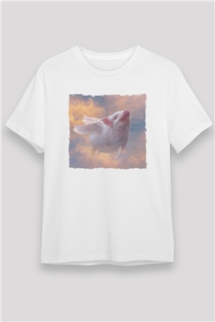 Domuz Beyaz Unisex Tişört T-Shirt - TişörtFabrikası