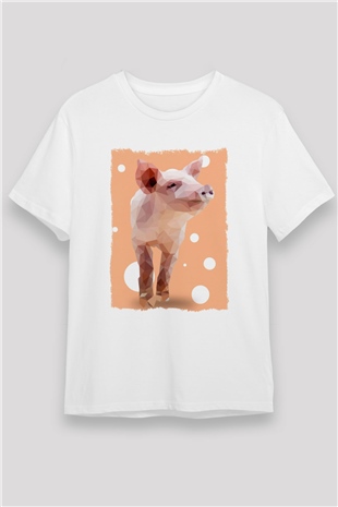 Domuz Beyaz Unisex Tişört T-Shirt - TişörtFabrikası