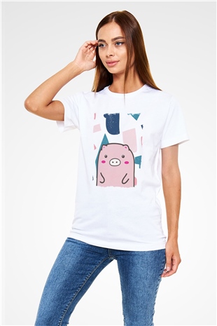 Pig White Unisex  T-Shirt
