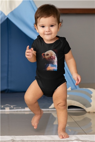 Domuz Siyah Bebek Body - Zıbın