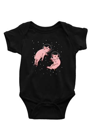 Domuz Siyah Bebek Body - Zıbın