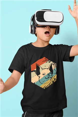 Domuz Siyah Unisex Çocuk Tişört