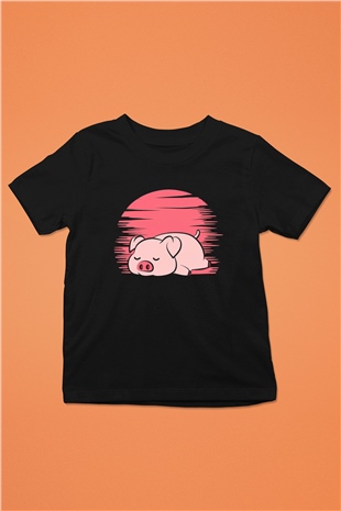 Domuz Siyah Unisex Çocuk Tişört