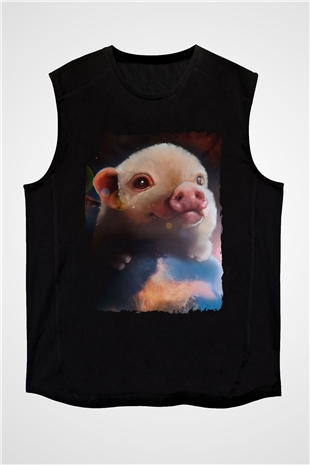 Domuz Siyah Unisex Kolsuz Tişört