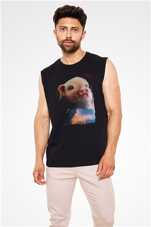 Domuz Siyah Unisex Kolsuz Tişört