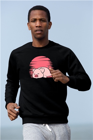 Domuz Siyah Unisex Sweatshirt