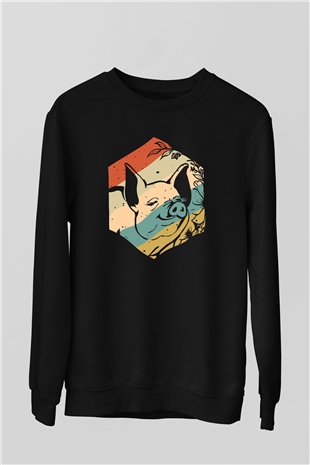 Domuz Siyah Unisex Sweatshirt