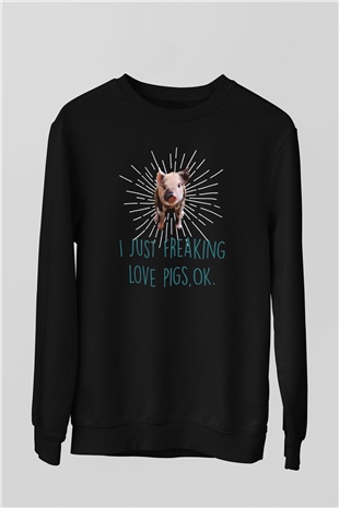 Domuz Siyah Unisex Sweatshirt
