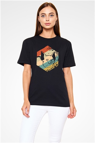 Domuz Siyah Unisex Tişört T-Shirt - TişörtFabrikası