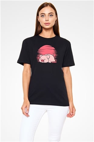 Domuz Siyah Unisex Tişört T-Shirt - TişörtFabrikası