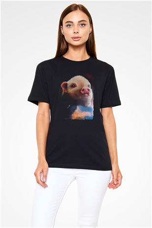 Domuz Siyah Unisex Tişört T-Shirt - TişörtFabrikası