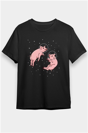 Domuz Siyah Unisex Tişört T-Shirt - TişörtFabrikası