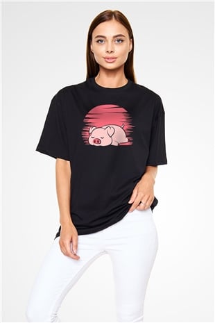 Domuz Siyah Oversize Tişört Oversize T-shirt - TişörtFabrikası