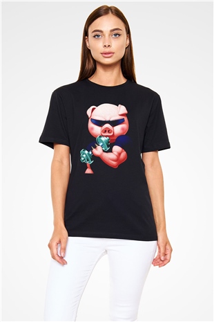 Domuz Siyah Unisex Tişört T-Shirt - TişörtFabrikası