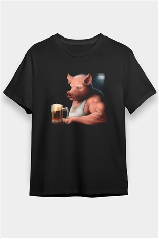 Domuz Siyah Unisex Tişört T-Shirt - TişörtFabrikası