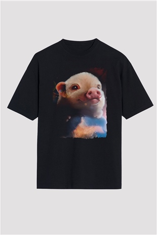 Domuz Siyah Oversize Tişört Oversize T-shirt - TişörtFabrikası