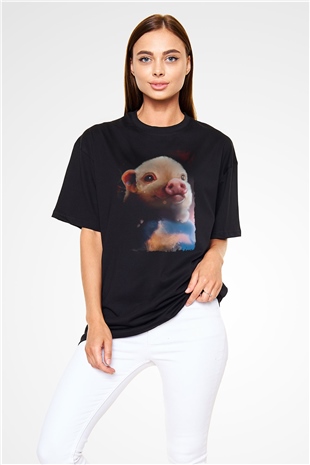 Domuz Siyah Oversize Tişört Oversize T-shirt - TişörtFabrikası
