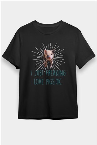 Domuz Siyah Unisex Tişört T-Shirt - TişörtFabrikası