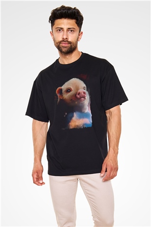 Domuz Siyah Oversize Tişört Oversize T-shirt - TişörtFabrikası