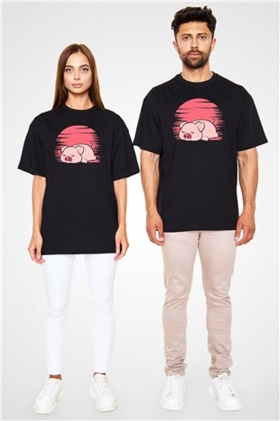Domuz Siyah Oversize Tişört Oversize T-shirt - TişörtFabrikası