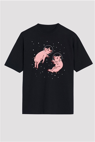 Domuz Siyah Oversize Tişört Oversize T-shirt - TişörtFabrikası