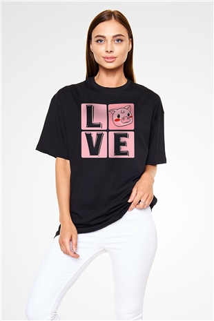Domuz Siyah Oversize Tişört Oversize T-shirt - TişörtFabrikası