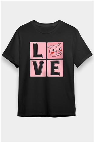 Domuz Siyah Unisex Tişört T-Shirt - TişörtFabrikası