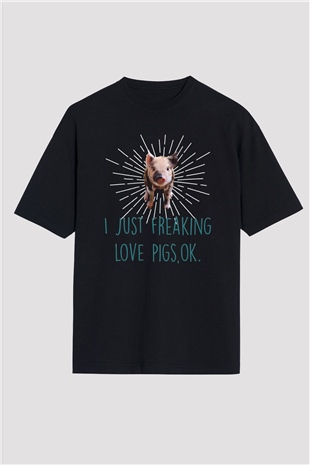 Domuz Siyah Oversize Tişört Oversize T-shirt - TişörtFabrikası