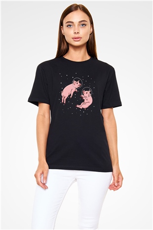 Domuz Siyah Unisex Tişört T-Shirt - TişörtFabrikası