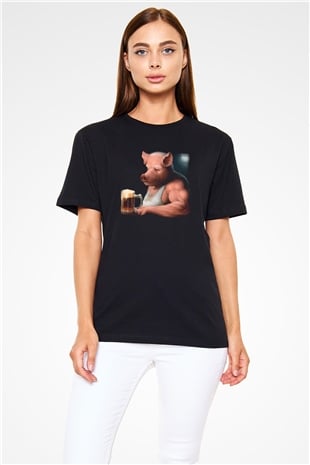 Domuz Siyah Unisex Tişört T-Shirt - TişörtFabrikası