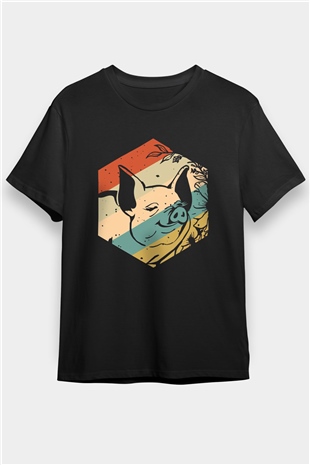 Domuz Siyah Unisex Tişört T-Shirt - TişörtFabrikası