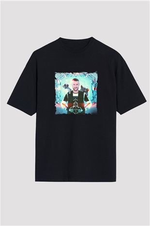 Don Diablo Baskılı Unisex Oversize Siyah Tişört