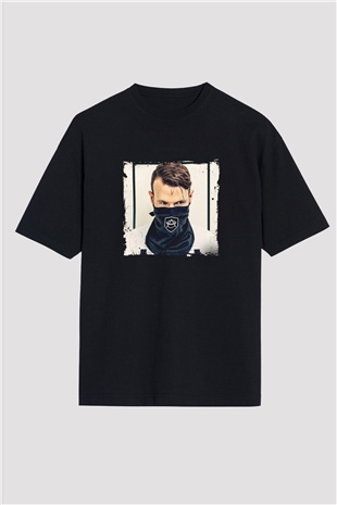 Don Diablo Baskılı Unisex Oversize Siyah Tişört