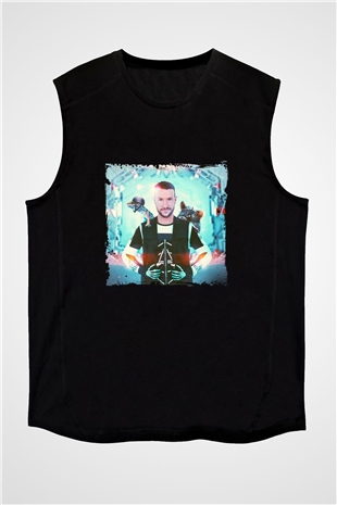 Don Diablo Baskılı Unisex Siyah Kolsuz Tişört