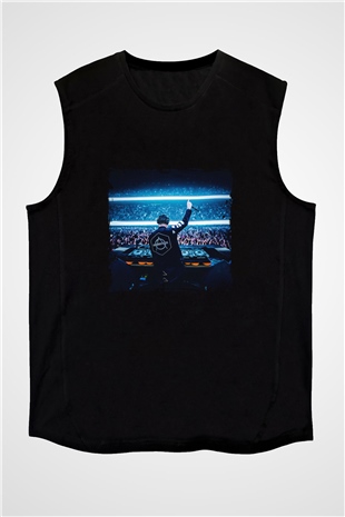 Don Diablo Baskılı Unisex Siyah Kolsuz Tişört
