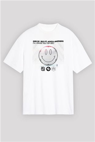 Don Diablo Beyaz Oversize Tişört Oversize T-shirt - TişörtFabrikası