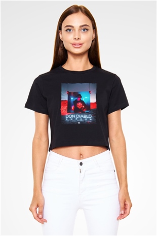 Don Diablo Siyah  Crop Top Tişört