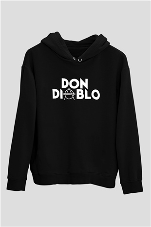 Don Diablo Siyah Unisex Kapüşonlu Sweatshirt
