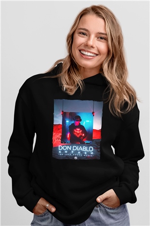 Don Diablo Siyah Unisex Kapüşonlu Sweatshirt