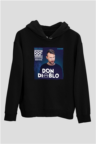 Don Diablo Siyah Unisex Kapüşonlu Sweatshirt