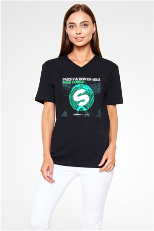 Don Diablo Siyah Unisex V Yaka Tişört T-Shirt