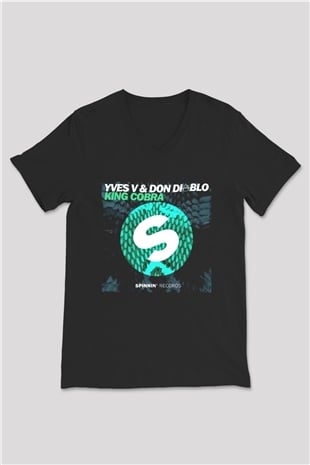 Don Diablo Siyah Unisex V Yaka Tişört T-Shirt